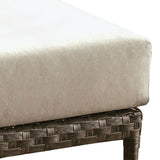 Benzara Faux Wicker Patio Ottoman with Fabric Box Cushion, Gray and Beige BM233844 Gray and Beige Metal, Fabric and Faux Rattan BM233844