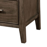 Benzara 2 Drawer Wooden Nightstand with Metal Bar Pulls and USB Port, Brown BM233845 Brown Solid Wood and Veneer BM233845