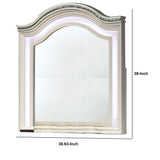 Benzara Molded Camelback Top Wooden Mirror with LED Light, White BM233846 White Solid Wood, Acrylic and Mirror BM233846