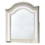 Molded Camelback Top Wooden Mirror with LED Light, White