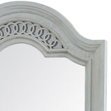 Benzara Wooden Frame Mirror with Camelback Top, Antique White BM233848 White Solid Wood, Veneer and Mirror BM233848