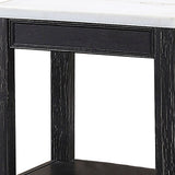 Benzara Marble Top Wooden End Table with Open Bottom Shelf, Black and White BM233852 Black and White Solid Wood and Marble BM233852