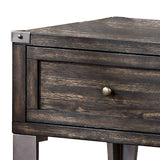 Benzara 1 Drawer Wooden End Table with Metal Angled Legs, Brown BM233853 Brown Solid Wood and Metal BM233853