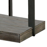 Benzara Industrial Square Wooden End Table with Sleek Metal Legs, Gray BM233854 Gray Solid Wood, Veneer and Metal BM233854