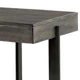 Benzara Industrial Square Wooden End Table with Sleek Metal Legs, Gray BM233854 Gray Solid Wood, Veneer and Metal BM233854