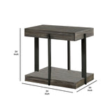 Benzara Industrial Square Wooden End Table with Sleek Metal Legs, Gray BM233854 Gray Solid Wood, Veneer and Metal BM233854