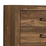 Benzara 5 Drawer Wooden Chest with Grain Details, Walnut Brown BM233856 Brown Solid Wood and Faux Veneer BM233856