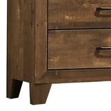 Benzara 5 Drawer Wooden Chest with Grain Details, Walnut Brown BM233856 Brown Solid Wood and Faux Veneer BM233856