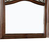 Benzara Wooden Mirror with Carvings and Molded Details, Brown BM233859 Brown Solid Wood and Veneer BM233859