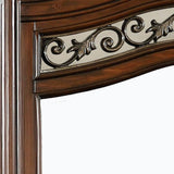 Benzara Wooden Mirror with Carvings and Molded Details, Brown BM233859 Brown Solid Wood and Veneer BM233859