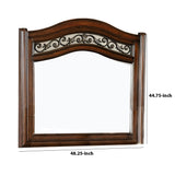 Benzara Wooden Mirror with Carvings and Molded Details, Brown BM233859 Brown Solid Wood and Veneer BM233859