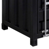 Benzara Industrial Style End Table with Sliding Door Storage, Black BM233861 Black Metal and Faux Wood veneer BM233861