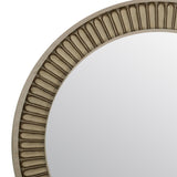 Benzara Traditional Style Round Mirror with Decorative Trim Edges, White BM233863 White Solid Wood and Veneer BM233863