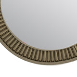 Benzara Traditional Style Round Mirror with Decorative Trim Edges, White BM233863 White Solid Wood and Veneer BM233863