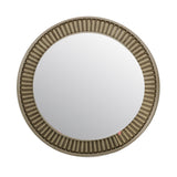 Benzara Traditional Style Round Mirror with Decorative Trim Edges, White BM233863 White Solid Wood and Veneer BM233863