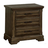 Benzara Transitional 3 Drawer Wooden Nightstand with Bracket Feet, Brown BM233866 Brown Solid Wood and Veneer BM233866