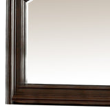 Benzara Traditional Style Mirror with Carved Details and Crown Top, Brown BM233868 Brown Solid Wood and Veneer BM233868
