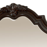 Benzara Traditional Style Mirror with Carved Details and Crown Top, Brown BM233868 Brown Solid Wood and Veneer BM233868