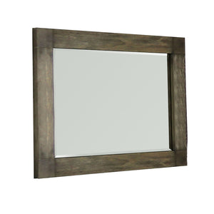 Benzara Traditional Style Rectangular Mirror with Textured Wood Grain Details,Brown BM233869 Brown Solid Wood and Veneer BM233869