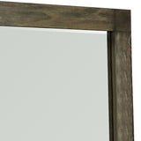 Benzara Traditional Style Rectangular Mirror with Textured Wood Grain Details,Brown BM233869 Brown Solid Wood and Veneer BM233869