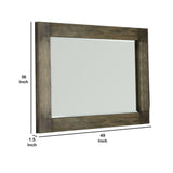 Benzara Traditional Style Rectangular Mirror with Textured Wood Grain Details,Brown BM233869 Brown Solid Wood and Veneer BM233869