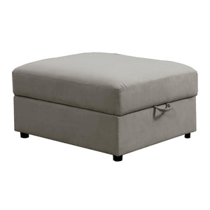 Benzara Fabric Upholstered Contemporary Style Storage Ottoman, Gray BM233870 Gray Solid Wood and Fabric BM233870