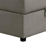 Benzara Fabric Upholstered Contemporary Style Storage Ottoman, Gray BM233870 Gray Solid Wood and Fabric BM233870