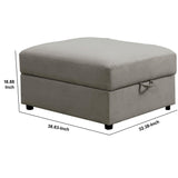 Benzara Fabric Upholstered Contemporary Style Storage Ottoman, Gray BM233870 Gray Solid Wood and Fabric BM233870