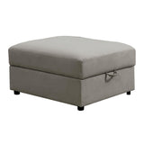 Fabric Upholstered Contemporary Style Storage Ottoman, Gray