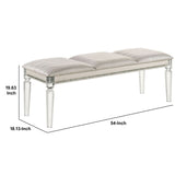 Benzara Tufted Leatherette Seater Wooden Bench with Mirror Accents, White BM233878 White Leatherette, Solid Wood, Veneer, and Acrylic BM233878