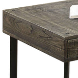 Benzara Wire Brushed Design Wooden Coffee Table with 2 Drawers, Gray and Black BM233879 Gray and Black Solid Wood and metal BM233879