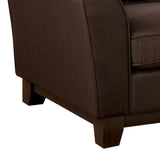 Benzara Transitional Style Chair with Pillow Backrest and Flared Armrests, Brown BM233881 Brown Fabric and Solid Wood BM233881