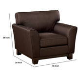 Benzara Transitional Style Chair with Pillow Backrest and Flared Armrests, Brown BM233881 Brown Fabric and Solid Wood BM233881