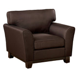 Transitional Style Chair with Pillow Backrest and Flared Armrests, Brown