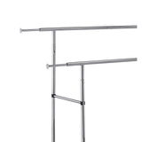 Benzara Dual Bar Tubular Metal Frame Garment Rack with Casters, Chrome BM233941 Chrome Metal BM233941