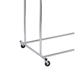 Benzara Dual Bar Tubular Metal Frame Garment Rack with Casters, Chrome BM233941 Chrome Metal BM233941