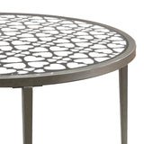 Benzara Round Glass Top Coffee Table with X Support Metal Base, Silver BM233958 Silver Glass and Metal BM233958