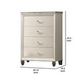 Benzara Contemporary Style 4 Drawer Chest with Acrylic Legs, Pearl White BM233960 White Solid Wood and Acrylic BM233960