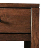 Benzara Mid Century Modern Wooden 1 Drawer Nightstand with Shelf, Brown BM233965 Brown Solid Wood BM233965