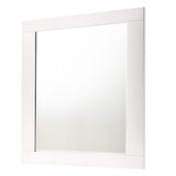 Benzara Contemporary Square Wooden Mirror with Mounting Hardware, White BM235437 White Solid Wood, Veneer and Mirror r BM235437