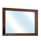 Benzara 46 Inch Rectangular Burned Wood Design Modern Mirror, Brown BM235464 Brown Solid Wood, Veneer BM235464