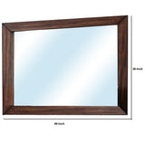 Benzara 46 Inch Rectangular Burned Wood Design Modern Mirror, Brown BM235464 Brown Solid Wood, Veneer BM235464