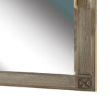 Benzara 44 Inch Rectangular Mirror with Carved Corners, Brown BM235465 Brown Solid Wood, Veneer BM235465