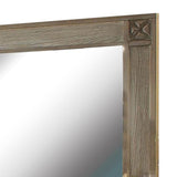 Benzara 44 Inch Rectangular Mirror with Carved Corners, Brown BM235465 Brown Solid Wood, Veneer BM235465