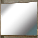 Benzara 44 Inch Rectangular Mirror with Carved Corners, Brown BM235465 Brown Solid Wood, Veneer BM235465