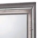 Benzara 49 Inch Wooden Contemporary Mirror with LED, Light Gray BM235477 Gray Solid Wood, Veneer BM235477