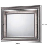 Benzara 49 Inch Wooden Contemporary Mirror with LED, Light Gray BM235477 Gray Solid Wood, Veneer BM235477