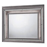 Benzara 49 Inch Wooden Contemporary Mirror with LED, Light Gray BM235477 Gray Solid Wood, Veneer BM235477