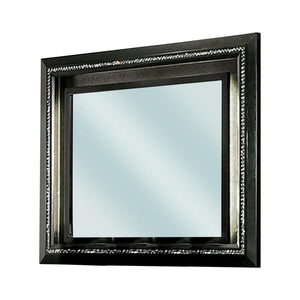 Benzara 46 Inch Contemporary Style Wooden Mirror, Metallic Gray BM235480 Gray Solid Wood, Veneer BM235480