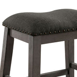 Benzara Fabric Padded Counter Height Stool with Nailhead Trim, Set of 2, Gray BM235486 Gray Solid wood, Fabric BM235486